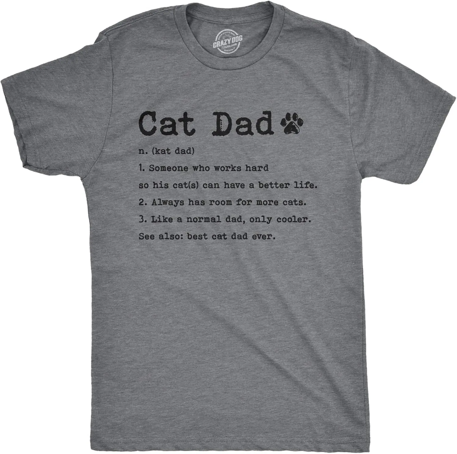 Mens Cat Dad Definition T Shirt Funny Father's Day Pet Kitty Animal Lover Graphic Tee