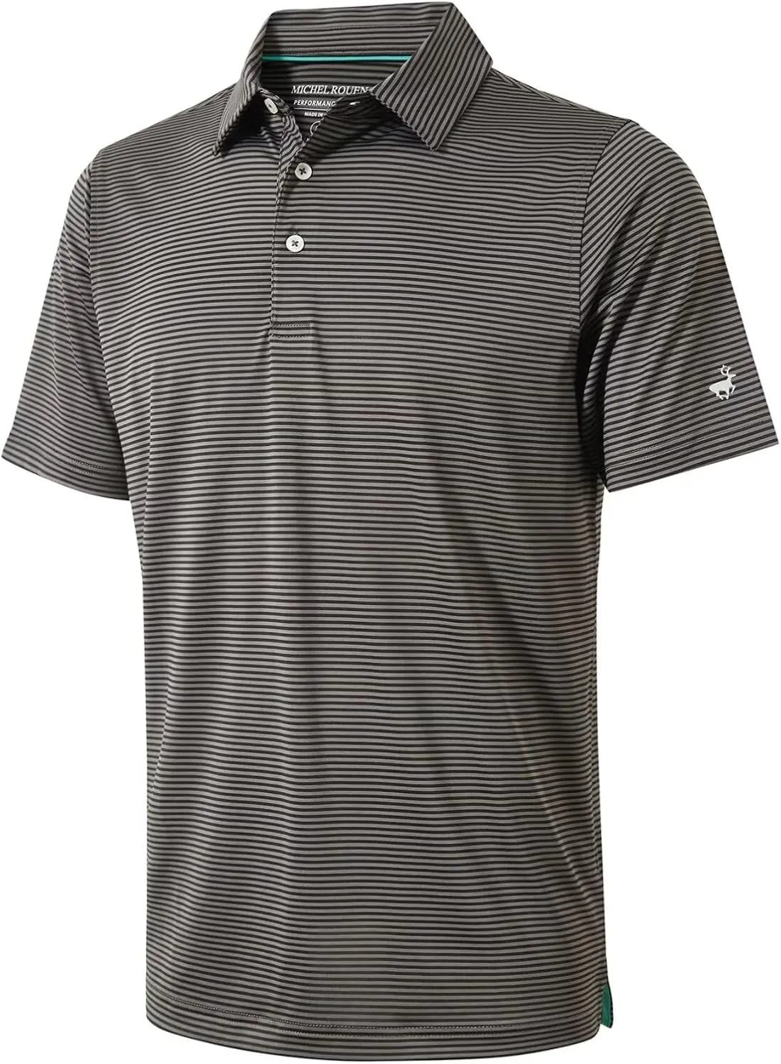 Mens Golf Shirt Moisture Wicking Dry Fit Performance Sport Short Sleeve Striped Golf Polo Shirts for Men