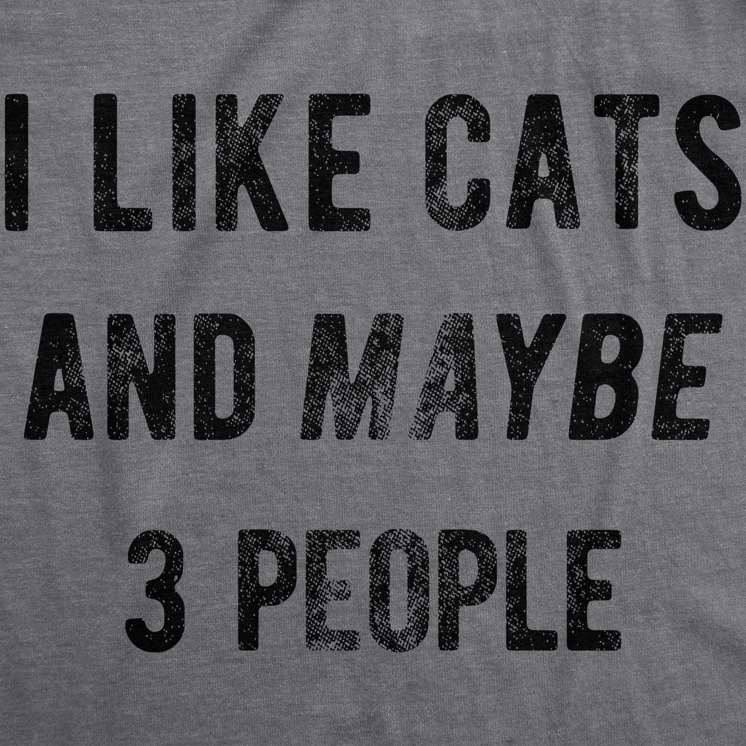 Mens I Like Cats and Maybe 3 People T Shirt Funny Pet Lover Tee for Guys