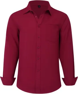 Men's Long Sleeve Dress Shirts, Regular Fit Stretch Wrinkle-Free Business Casual Button-Down Shirts with Front Pocket Men's Long Sleeve Dress Shirts, Regular Fit Stretch Wrinkle-Free Business Casual Button-Down Shirts with Front Pocket