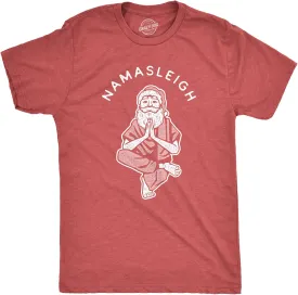 Mens Namasleigh T Shirt Funny Namaste Yoga Meditation Santa Sleigh Christmas Tee