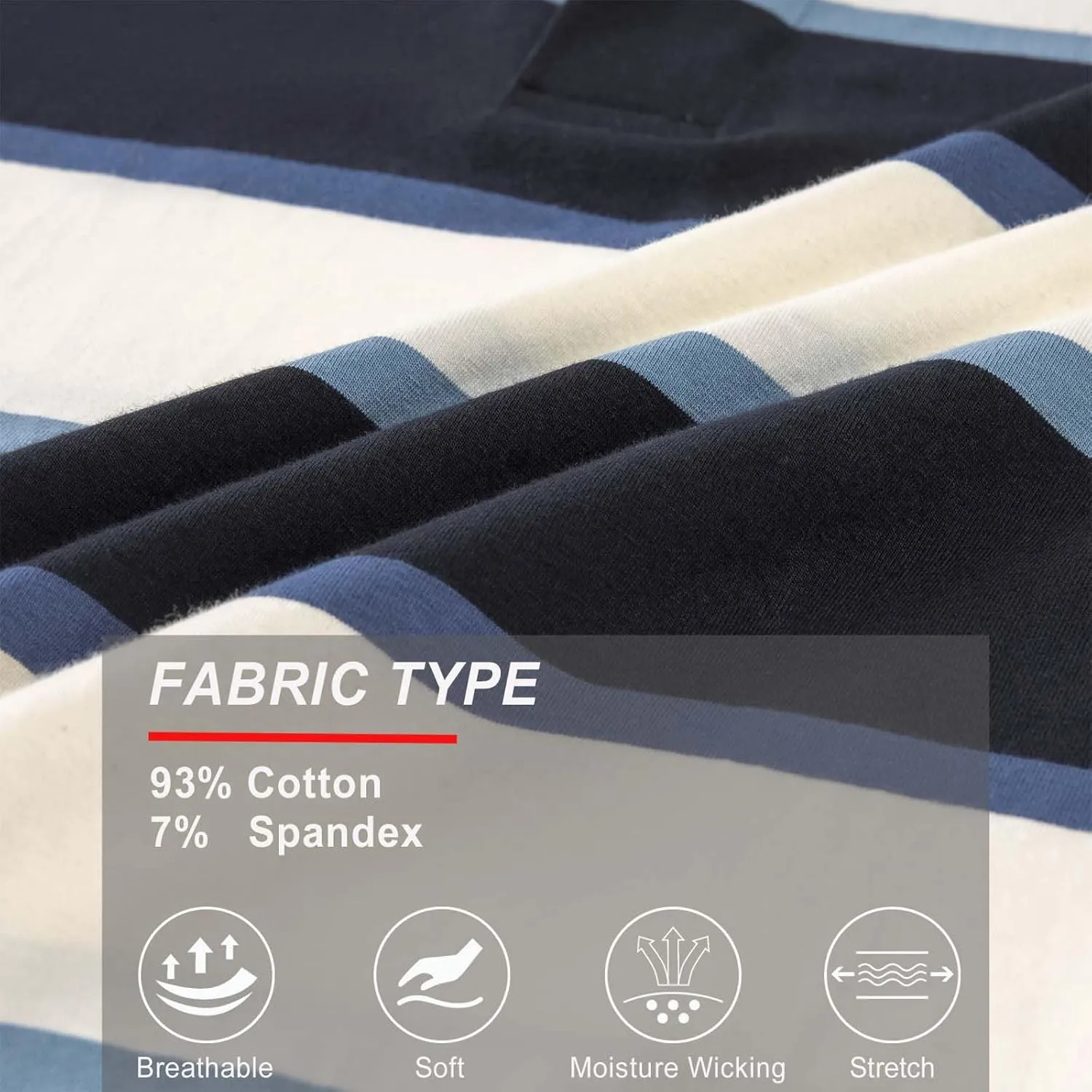 Mens Polo Shirts Striped Cotton Moisture Wicking Classic Collared Casual Golf Shirts for Men