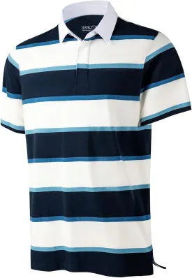 Mens Polo Shirts Striped Cotton Moisture Wicking Classic Collared Casual Golf Shirts for Men