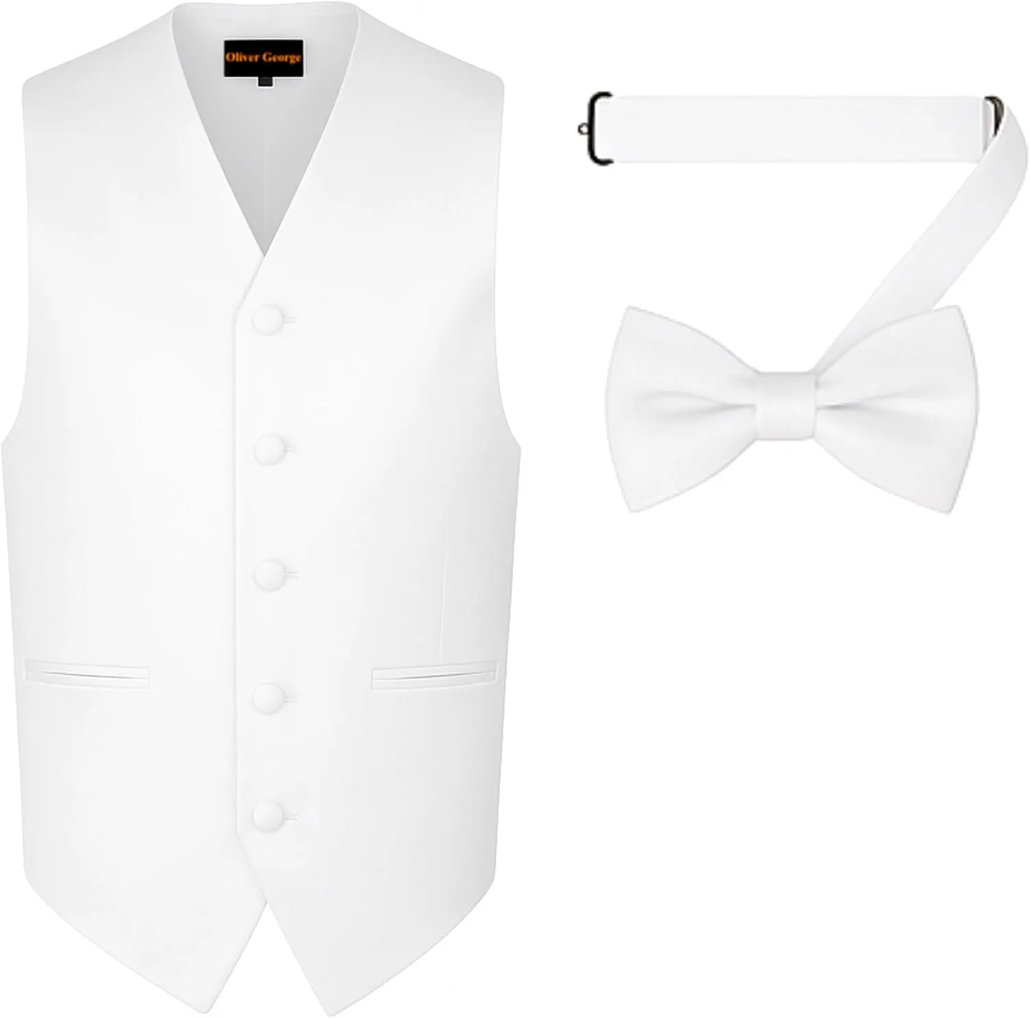 Men's Solid Formal Waistcoat Tuxedo Dress Vest Bow Tie Set for Suit or Tuxedo