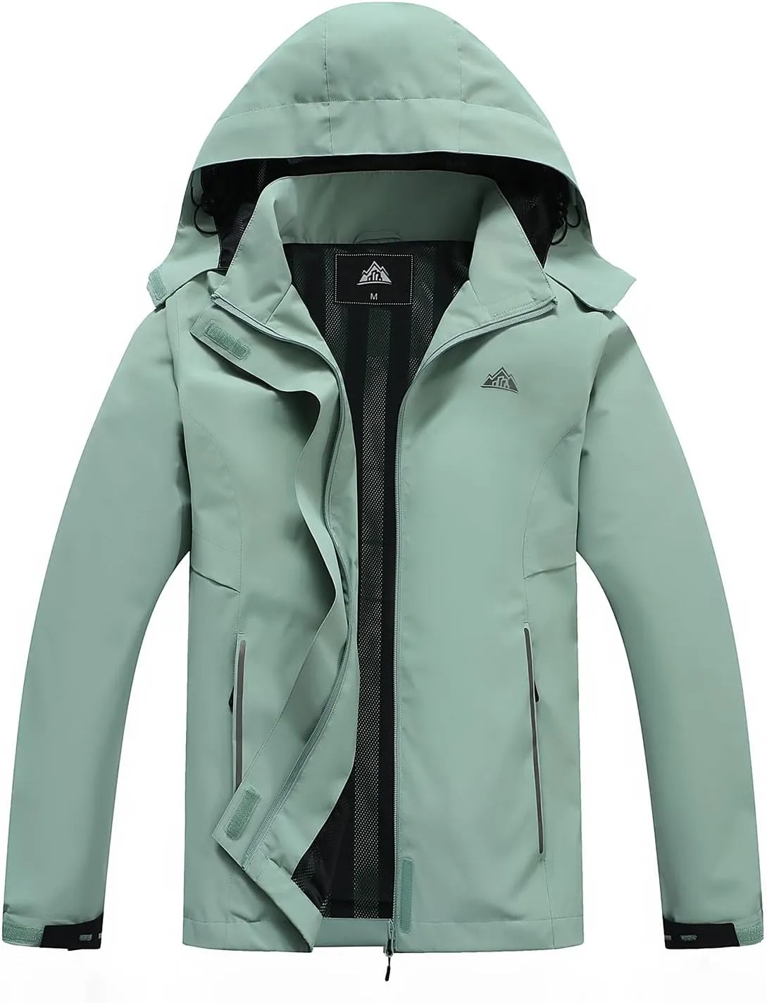 MOERDENG Women's Waterproof Rain Jacket Lightweight Raincoat Hooded Hiking Jacket Softshell Windbreaker