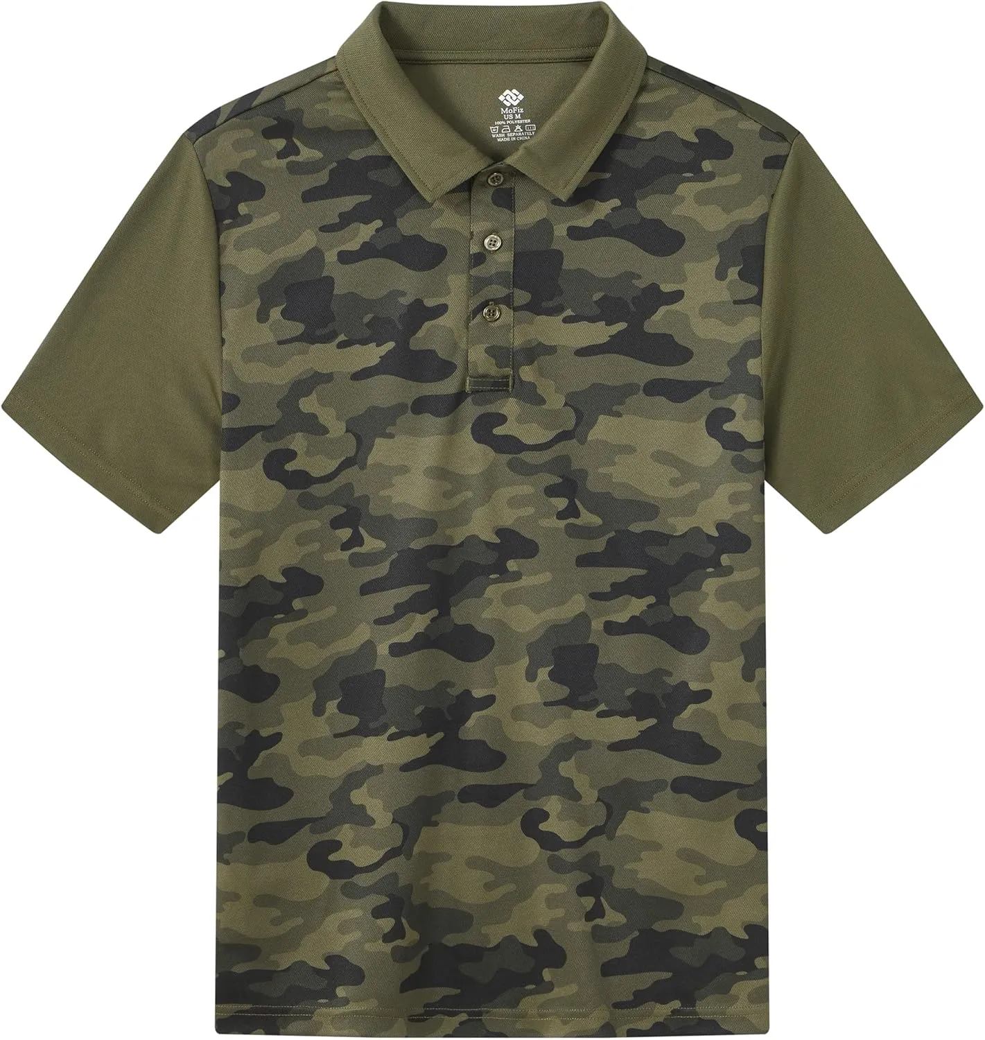 MoFiz Men's Athletic Polo Shirts Lightweight Quick Dry Fit Polo Golf Summer Camo/Stripe T-Shirts for Mens