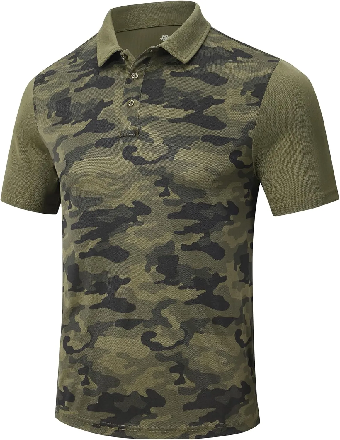 MoFiz Men's Athletic Polo Shirts Lightweight Quick Dry Fit Polo Golf Summer Camo/Stripe T-Shirts for Mens