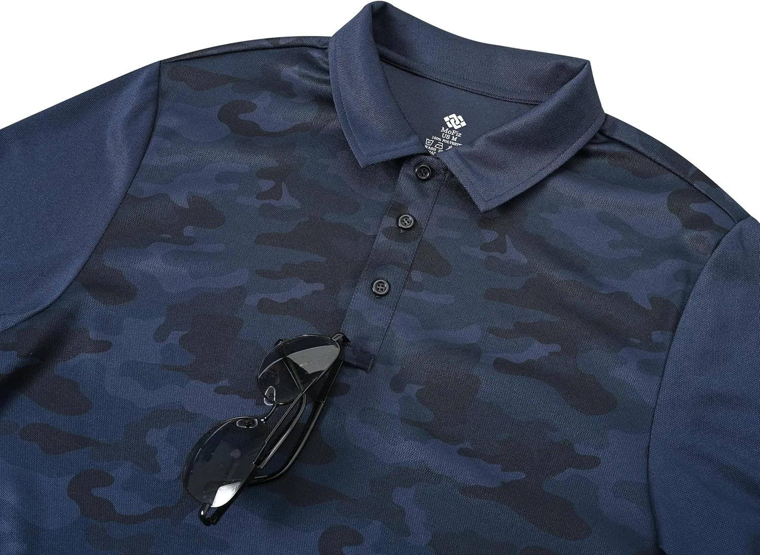MoFiz Men's Athletic Polo Shirts Lightweight Quick Dry Fit Polo Golf Summer Camo/Stripe T-Shirts for Mens