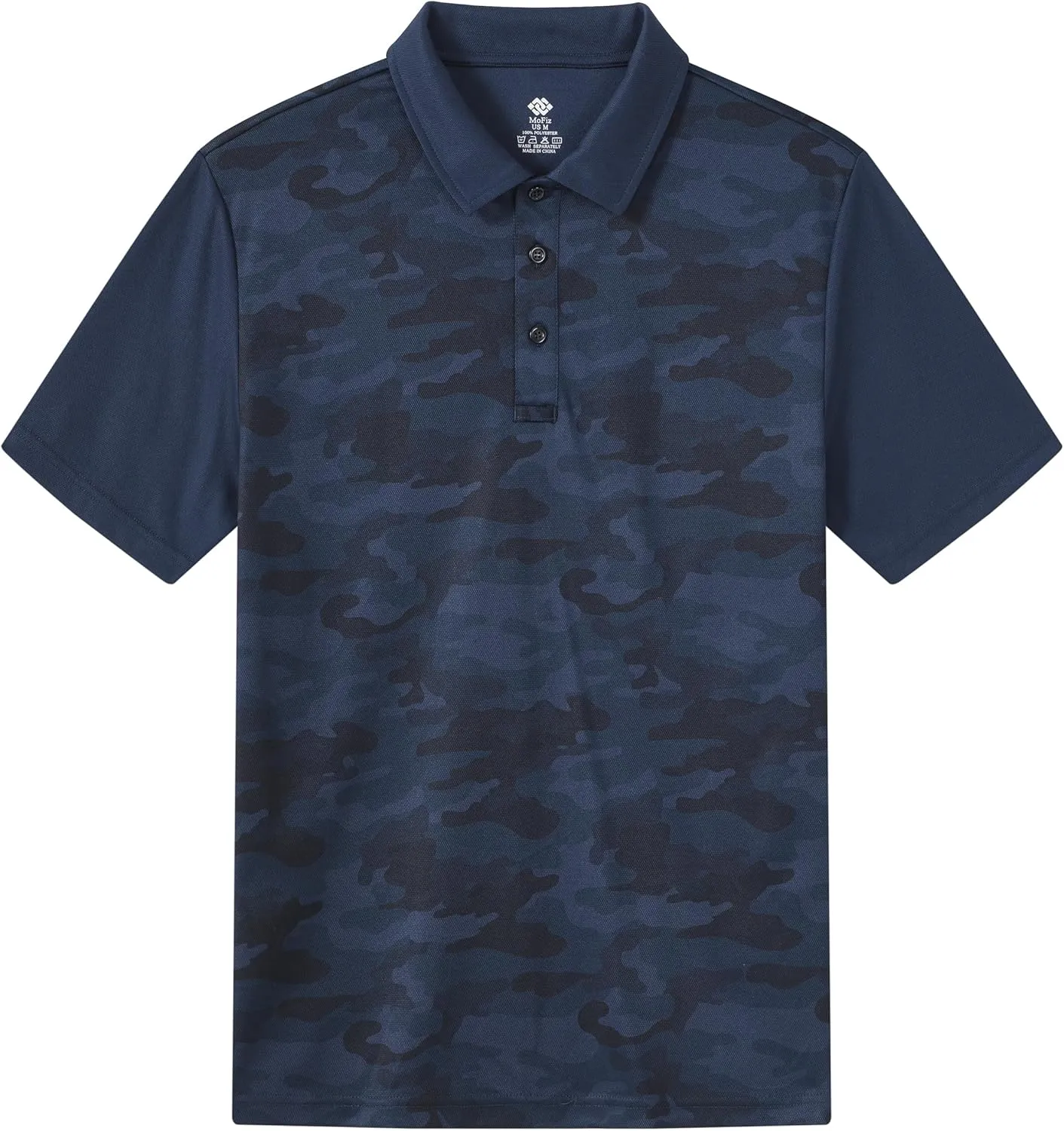 MoFiz Men's Athletic Polo Shirts Lightweight Quick Dry Fit Polo Golf Summer Camo/Stripe T-Shirts for Mens