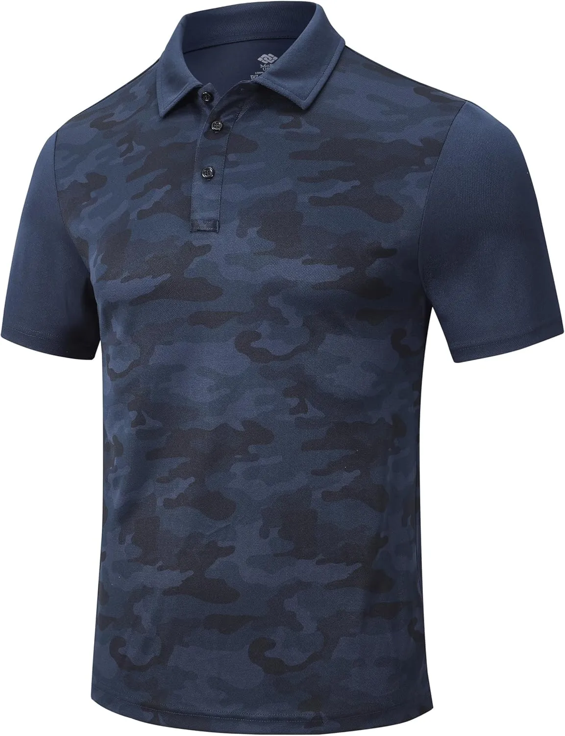 MoFiz Men's Athletic Polo Shirts Lightweight Quick Dry Fit Polo Golf Summer Camo/Stripe T-Shirts for Mens