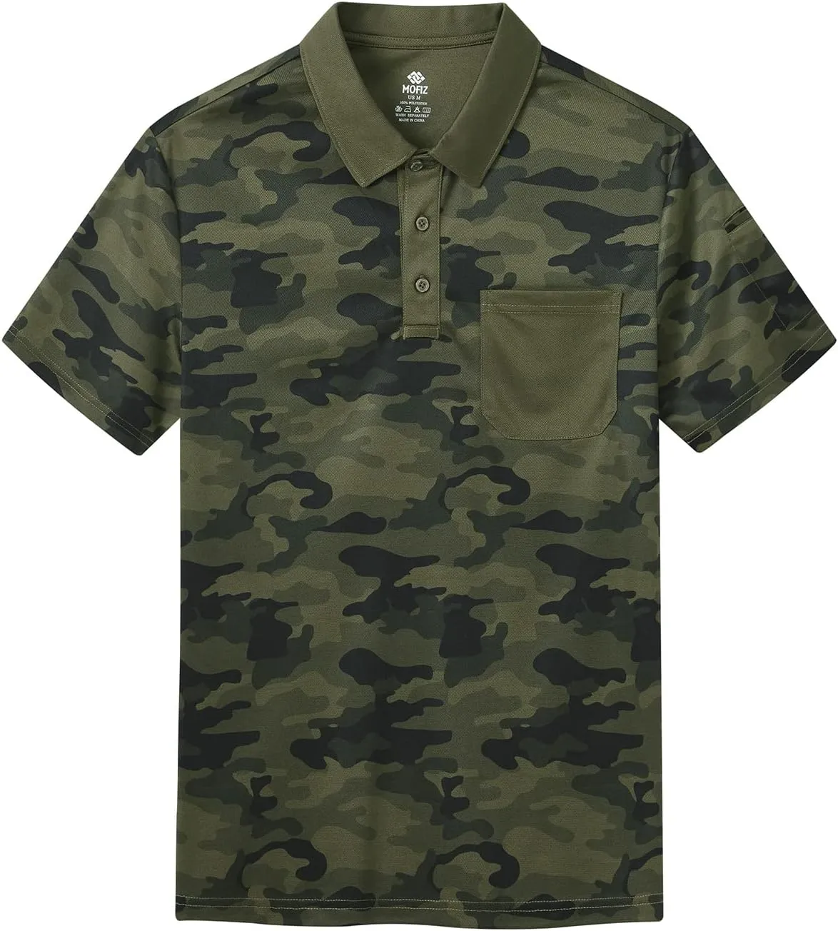 MoFiz Men's Camo Polo Golf Shirt Hiking Dry Fit Short Sleeve T-Shirts Pique Collared Polo Jersey