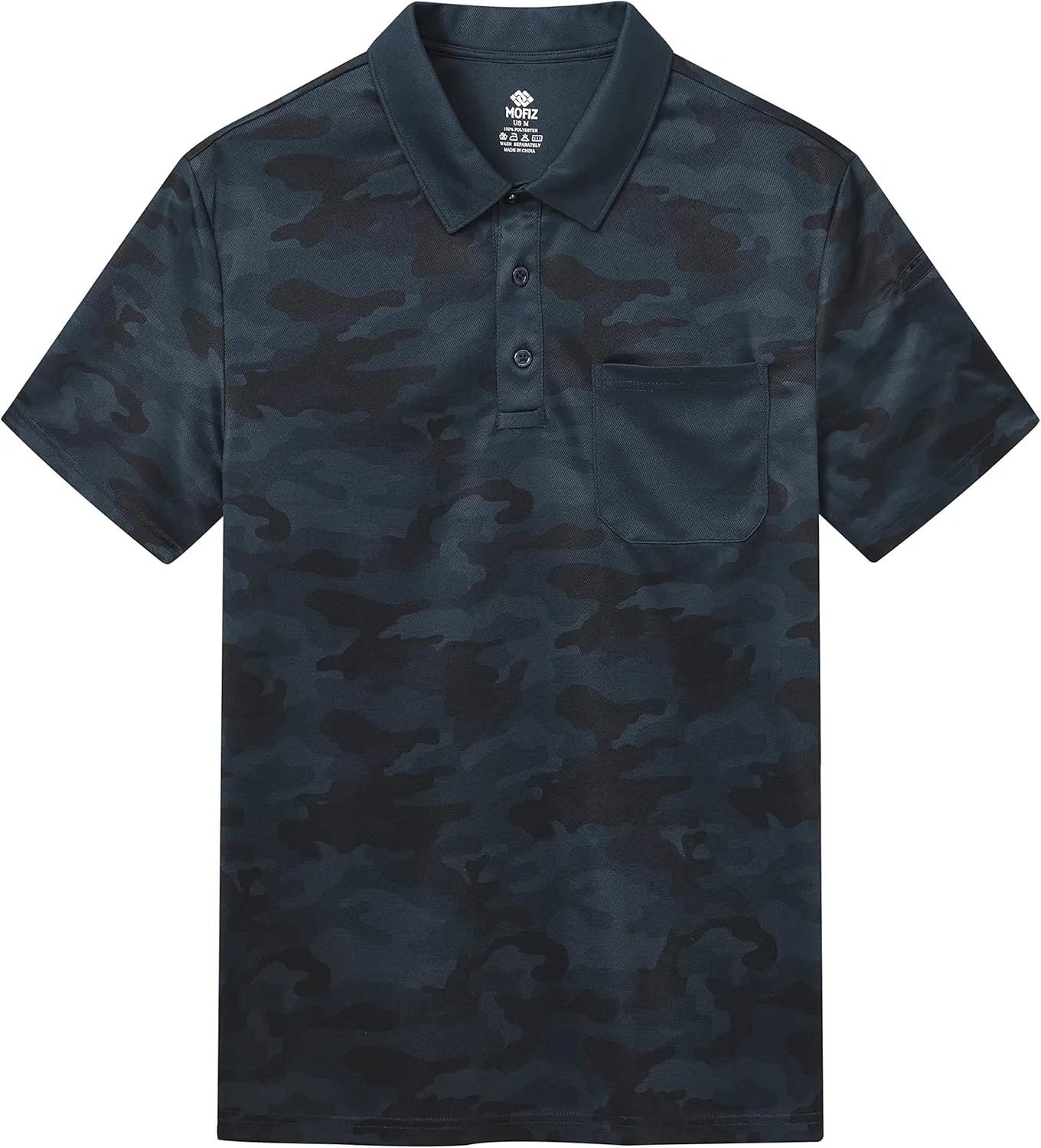 MoFiz Men's Camo Polo Golf Shirt Hiking Dry Fit Short Sleeve T-Shirts Pique Collared Polo Jersey