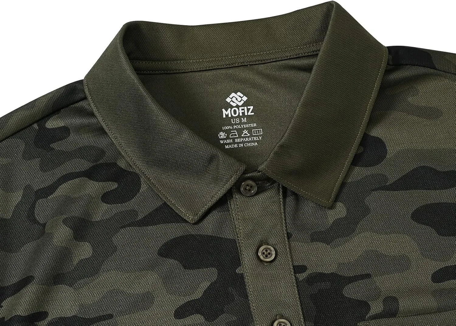MoFiz Men's Camo Polo Golf Shirt Hiking Dry Fit Short Sleeve T-Shirts Pique Collared Polo Jersey