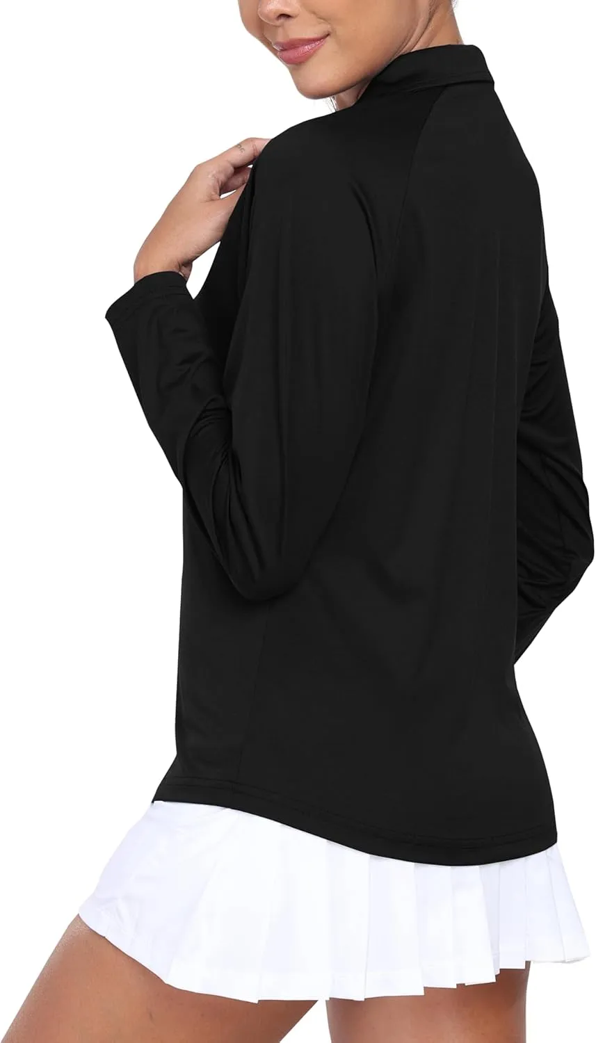 MoFiz Women's Long Sleeve Golf Polo Shirt 1/4 Zip UPF 50  Sun Protection Quick Dry Workout Hiking Athletic Shirts