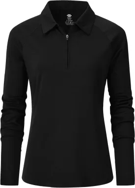 MoFiz Women's Long Sleeve Golf Polo Shirt 1/4 Zip UPF 50  Sun Protection Quick Dry Workout Hiking Athletic Shirts