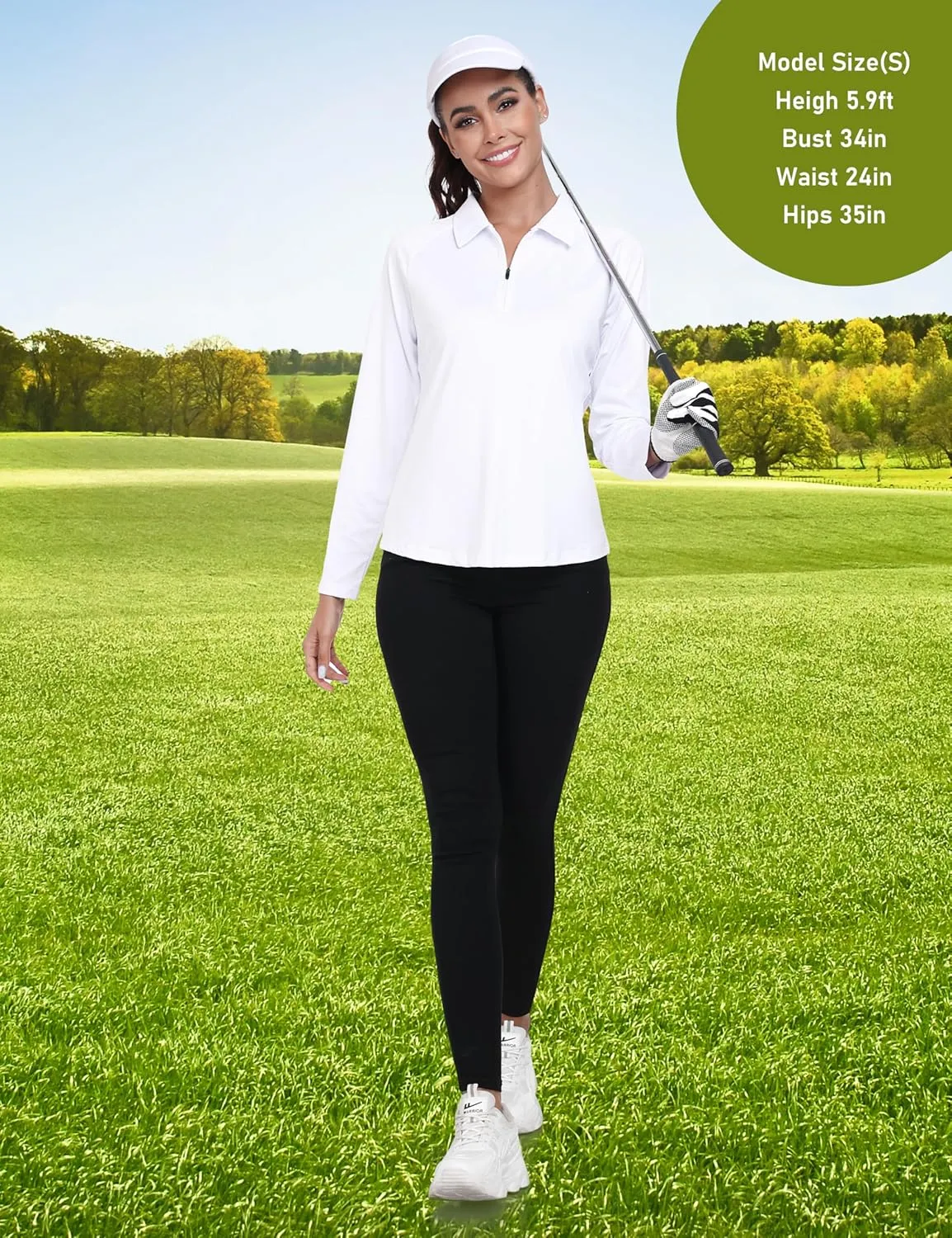 MoFiz Women's Long Sleeve Golf Polo Shirt 1/4 Zip UPF 50  Sun Protection Quick Dry Workout Hiking Athletic Shirts