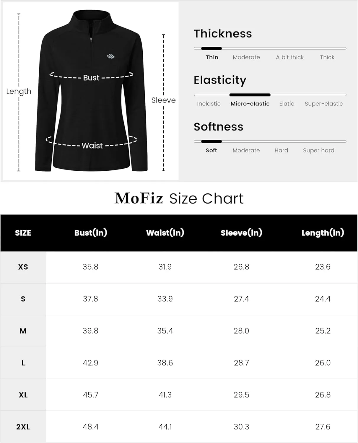 MoFiz Women's Long Sleeve Golf Polo Shirt 1/4 Zip UPF 50  Sun Protection Quick Dry Workout Hiking Athletic Shirts