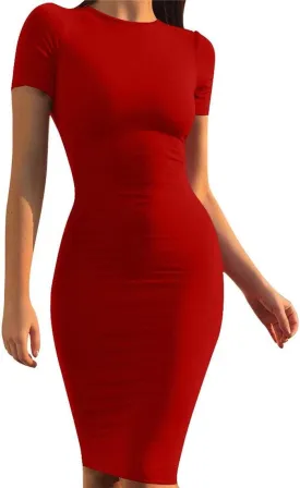 Mokoru Women's Casual Basic Pencil Dress Sexy Long Sleeve Bodycon Midi Club Dress