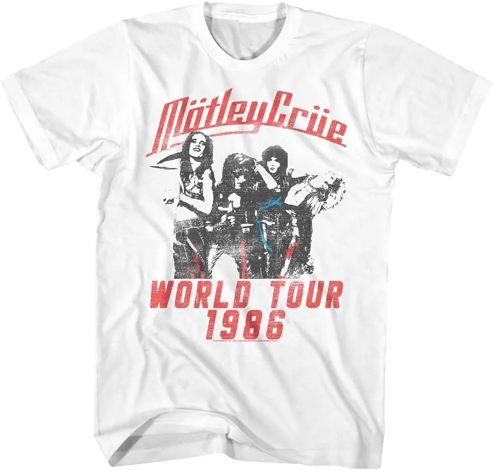 Motley Crue 1986 American Heavy Metal Rock Band World Tour White Adult T-Shirt