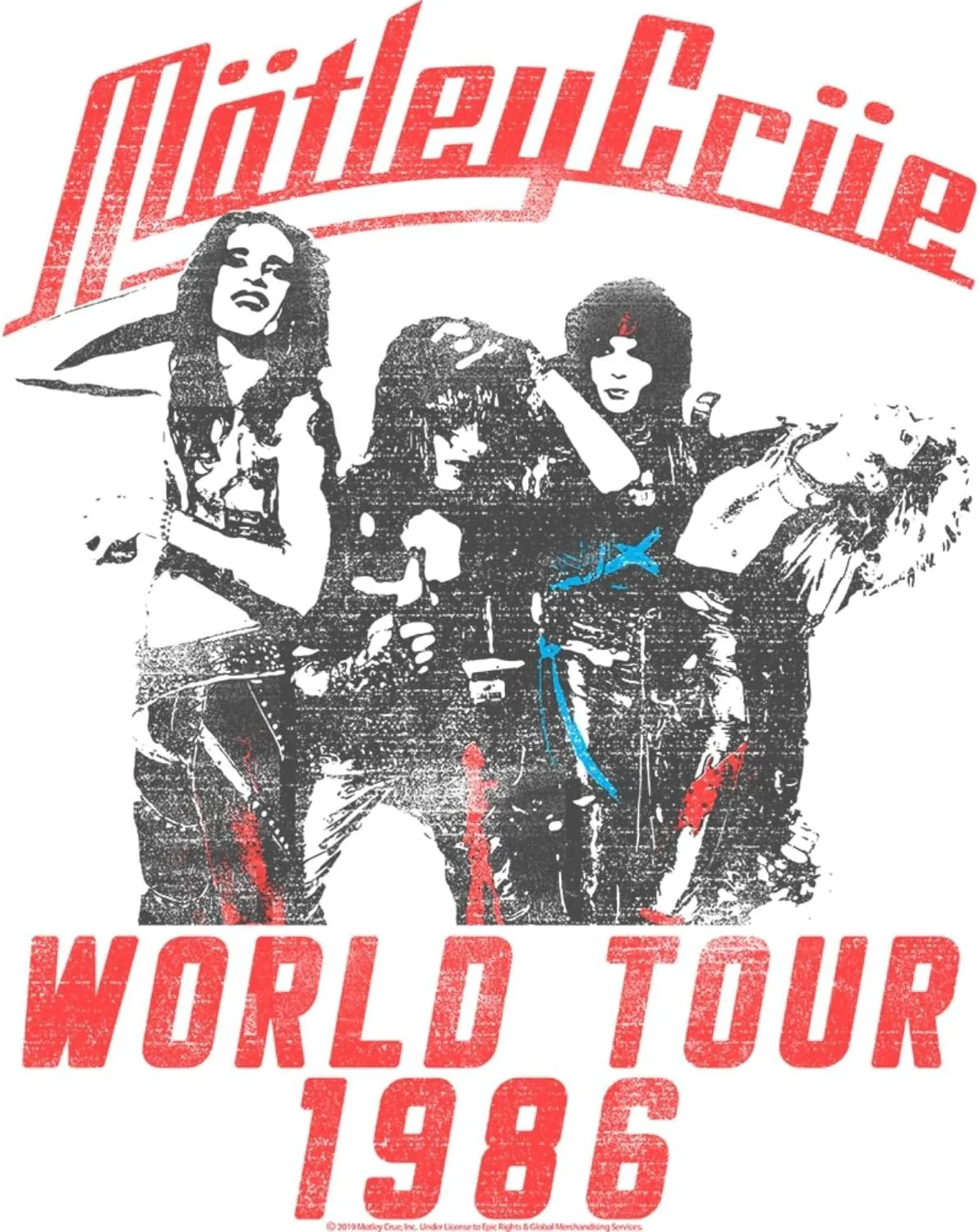 Motley Crue 1986 American Heavy Metal Rock Band World Tour White Adult T-Shirt