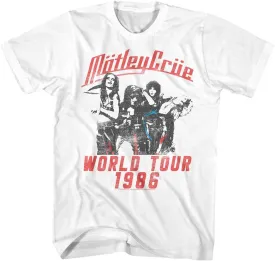 Motley Crue 1986 American Heavy Metal Rock Band World Tour White Adult T-Shirt