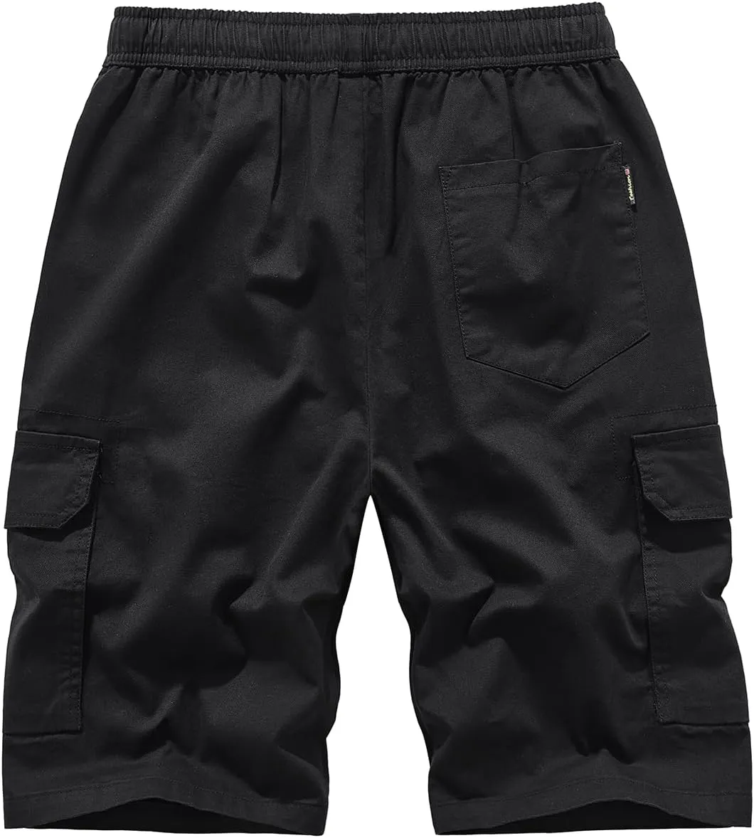 Msmsse Men's Cargo Shorts Elastic Waist Drawstring Summer Casual Cotton Work Athletic Shorts