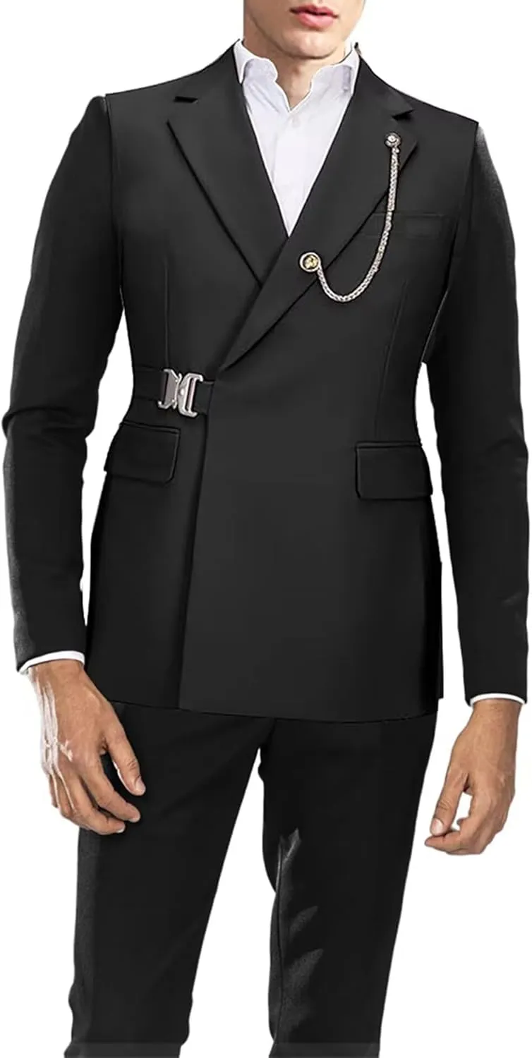 Netsky 2 Piece Slim Fit Suit Notch Lapel Formal Business Wedding Prom Groomsmen Tuxedo Suits for Men