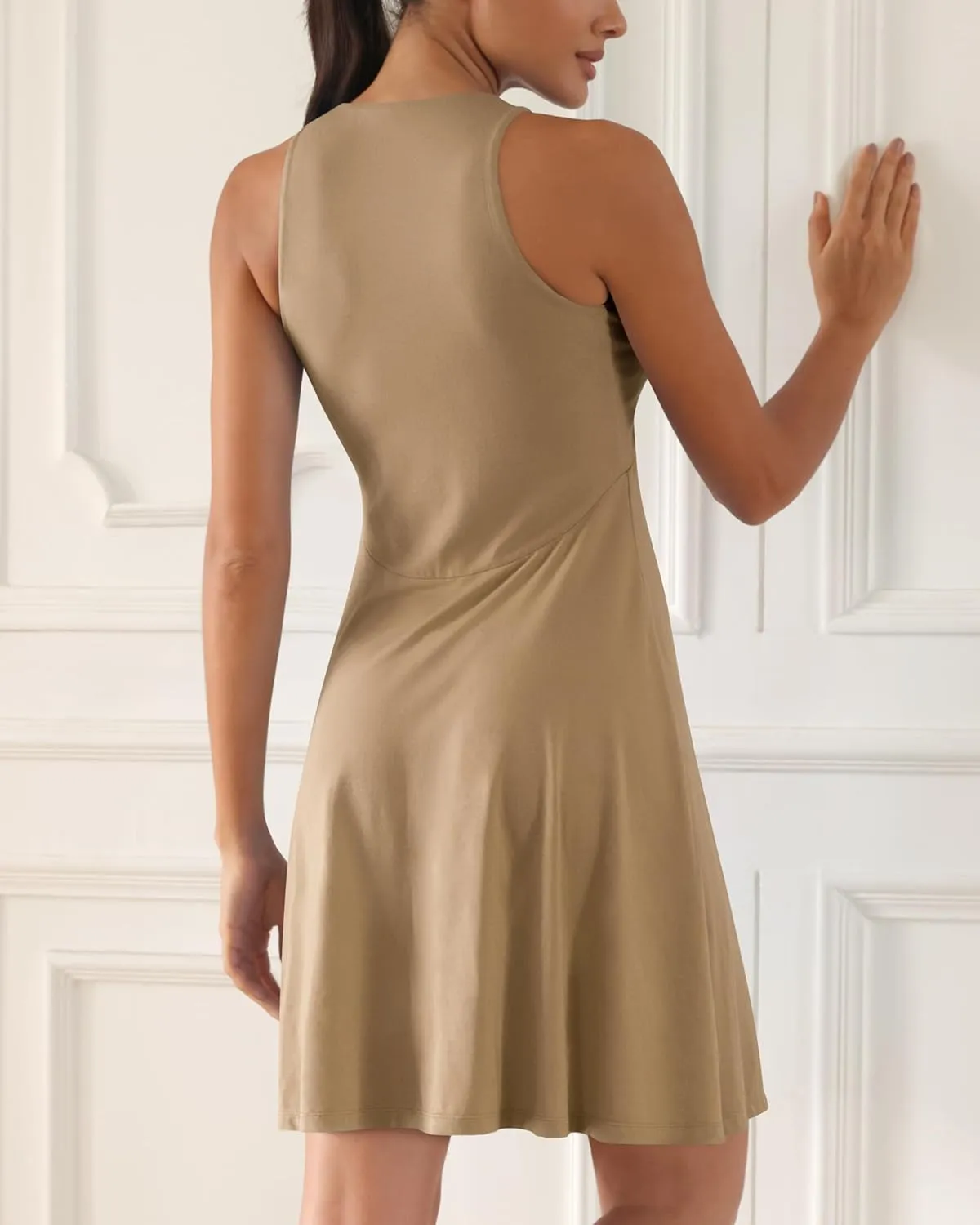 ODODOS Casual Flare Tank Dress for Women Summer Sleeveless Sundress Mini Skater Dress
