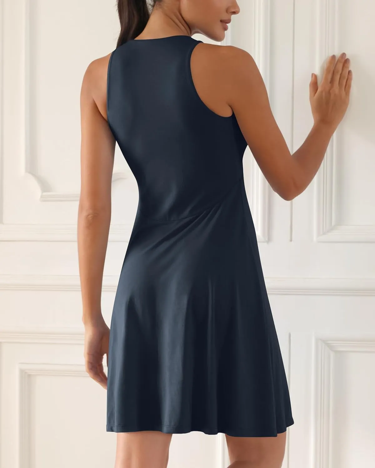 ODODOS Casual Flare Tank Dress for Women Summer Sleeveless Sundress Mini Skater Dress