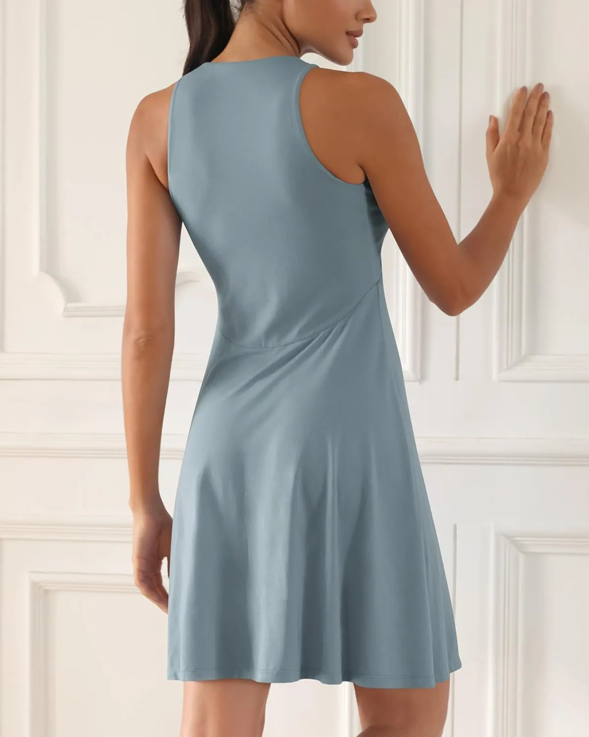 ODODOS Casual Flare Tank Dress for Women Summer Sleeveless Sundress Mini Skater Dress
