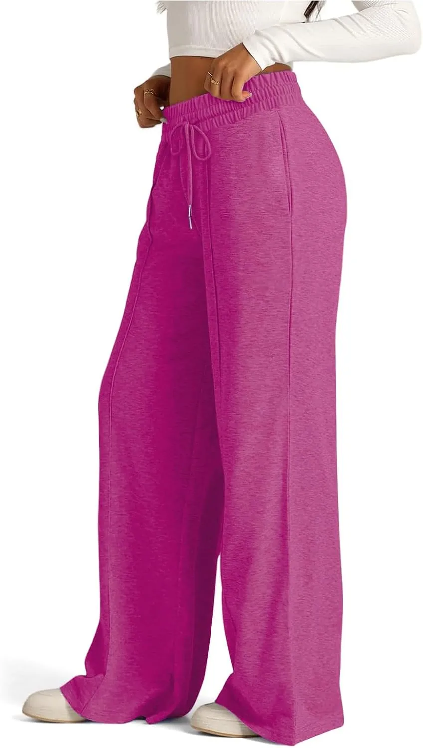 Oversized Wide Leg Sweatpants Women Elastic Drawstring Straight Leg Sweatpants Low Waisted Baggy Lounge Pants Pocket
