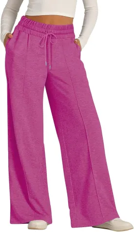 Oversized Wide Leg Sweatpants Women Elastic Drawstring Straight Leg Sweatpants Low Waisted Baggy Lounge Pants Pocket