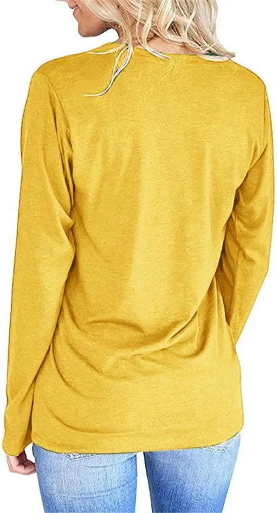 Pfvkeree Women's Sunflower Graphic T Shirt Cute Funny Long Sleeve Casual Cotton Tee Tops