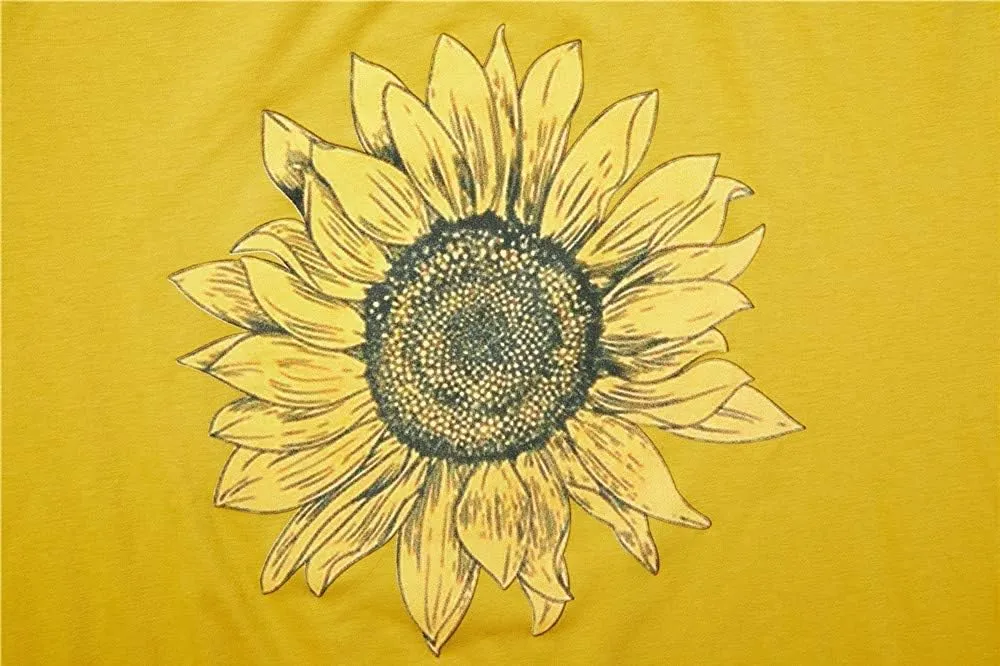 Pfvkeree Women's Sunflower Graphic T Shirt Cute Funny Long Sleeve Casual Cotton Tee Tops