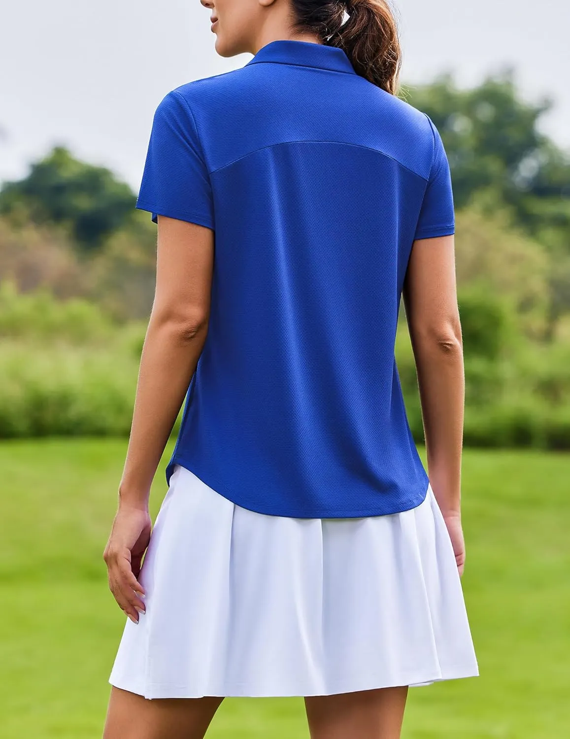 PINSPARK Womens Golf Shirt Zip Up Polo UPF 50  Sun Protection Collared Shirts Quick Dry Short Sleeve Tennis Athletic Top