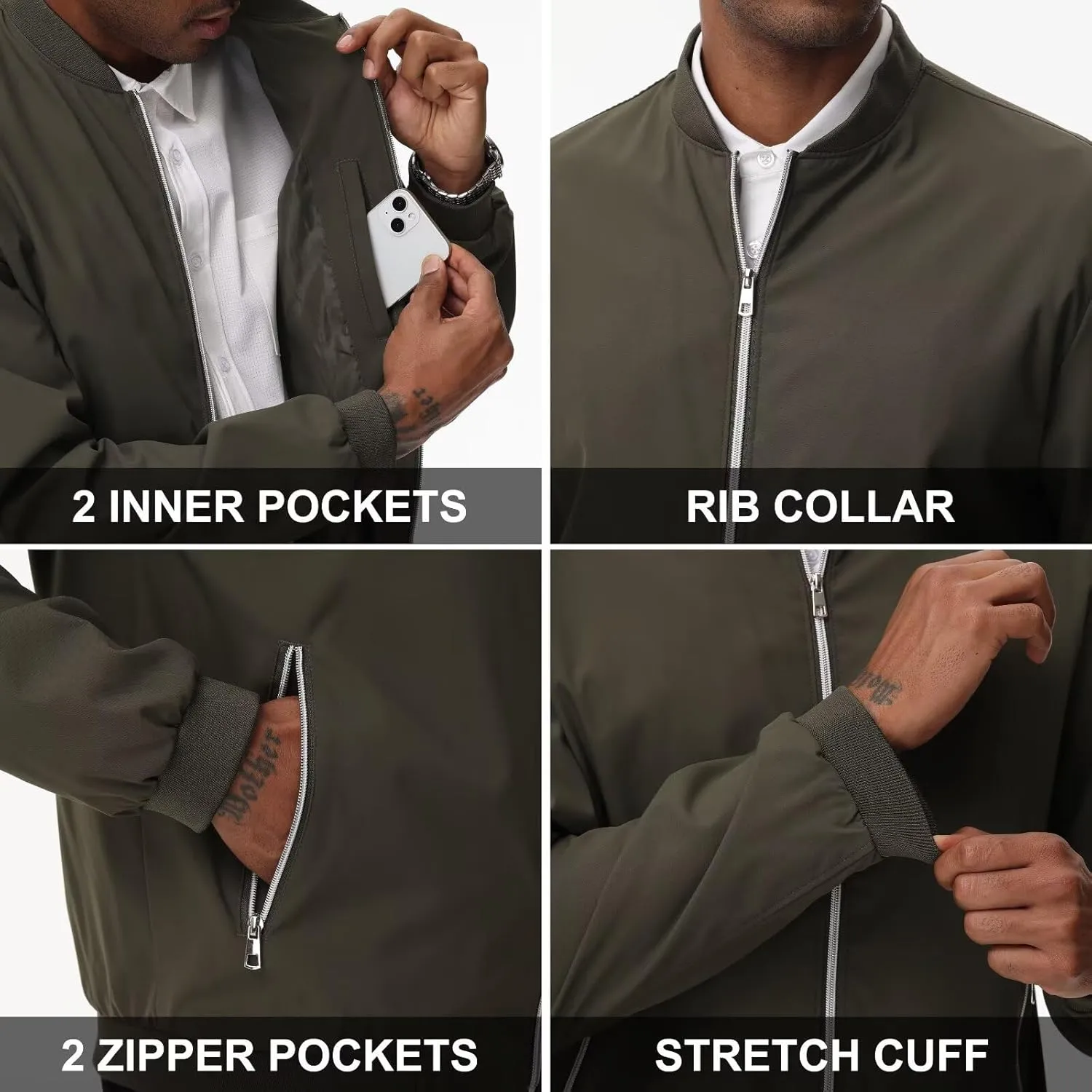 QPNGRP Men's Bright Zipper Windbreaker Softshell Lightweight Jacket
