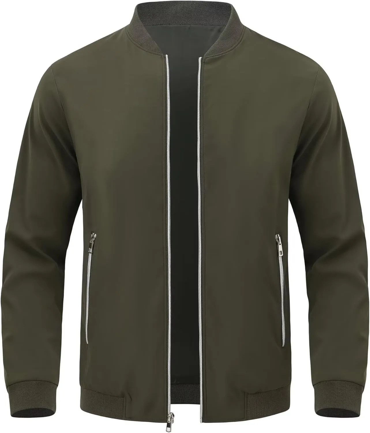 QPNGRP Men's Bright Zipper Windbreaker Softshell Lightweight Jacket