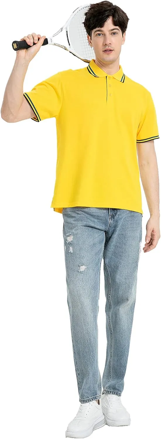 SECOOD Men's Polo Shirt Moisture Wicking Summer Short Sleeve Tennis Golf Shirts Casual Stylish