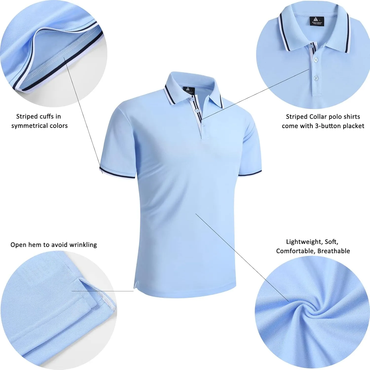 SECOOD Men's Polo Shirt Moisture Wicking Summer Short Sleeve Tennis Golf Shirts Casual Stylish