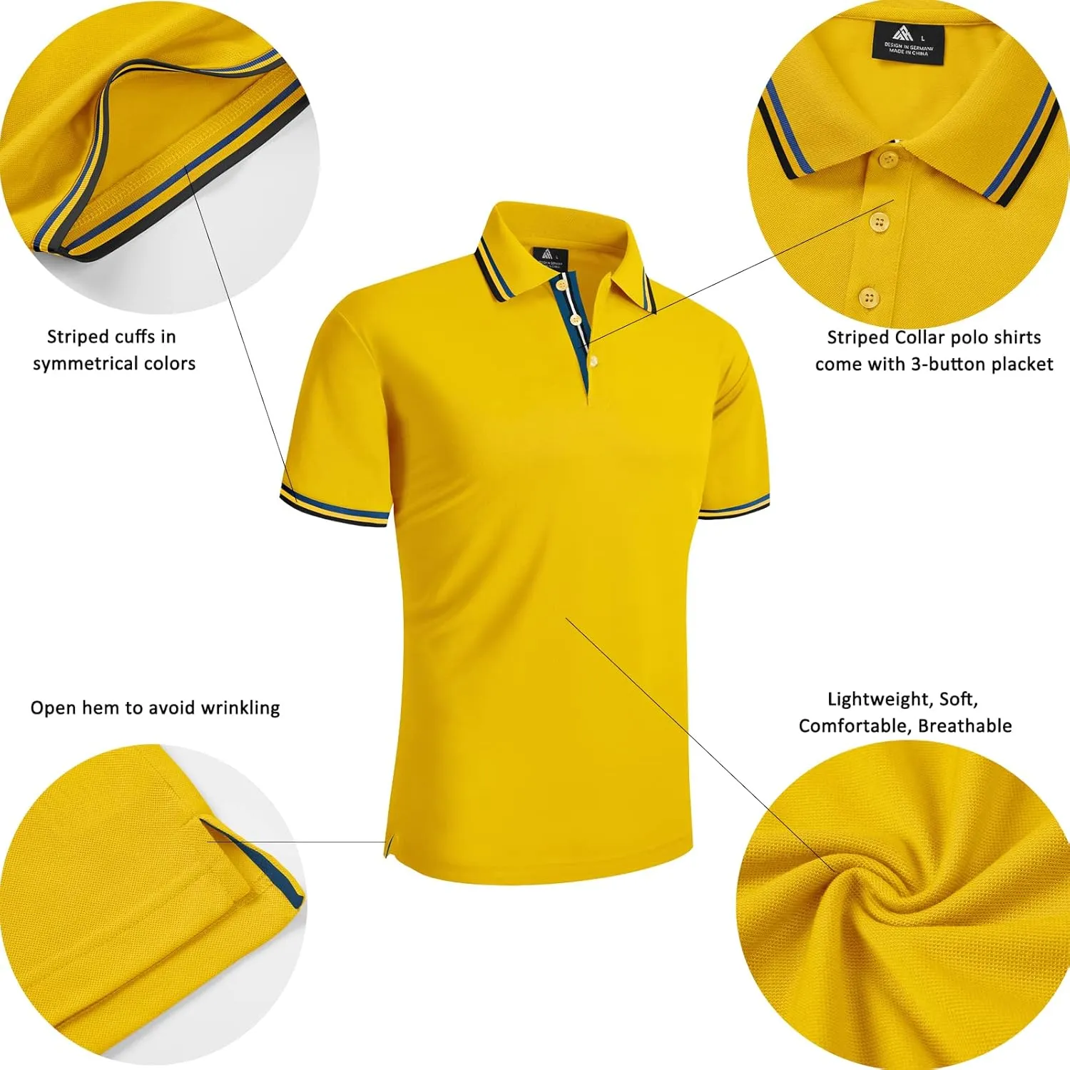 SECOOD Men's Polo Shirt Moisture Wicking Summer Short Sleeve Tennis Golf Shirts Casual Stylish