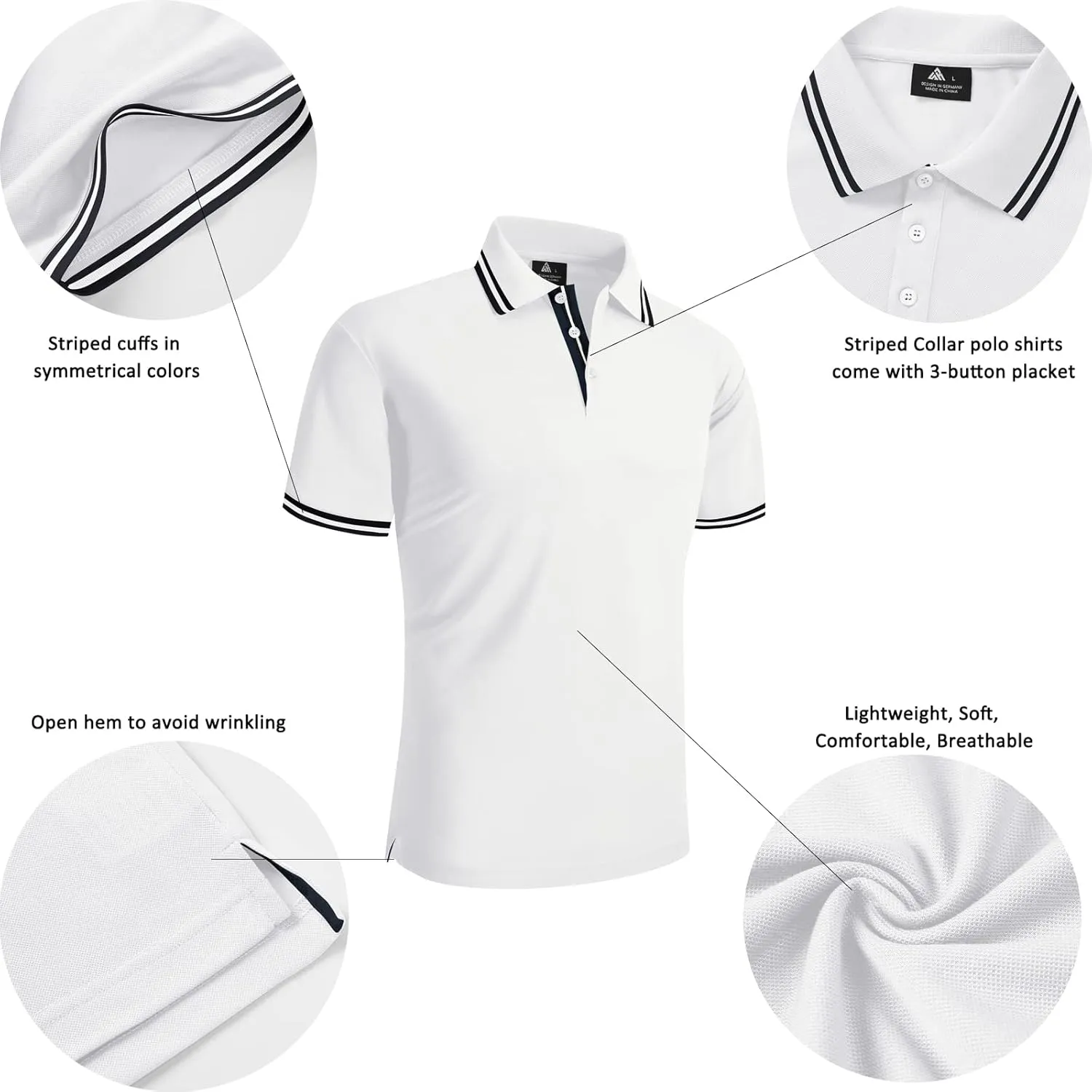 SECOOD Men's Polo Shirt Moisture Wicking Summer Short Sleeve Tennis Golf Shirts Casual Stylish