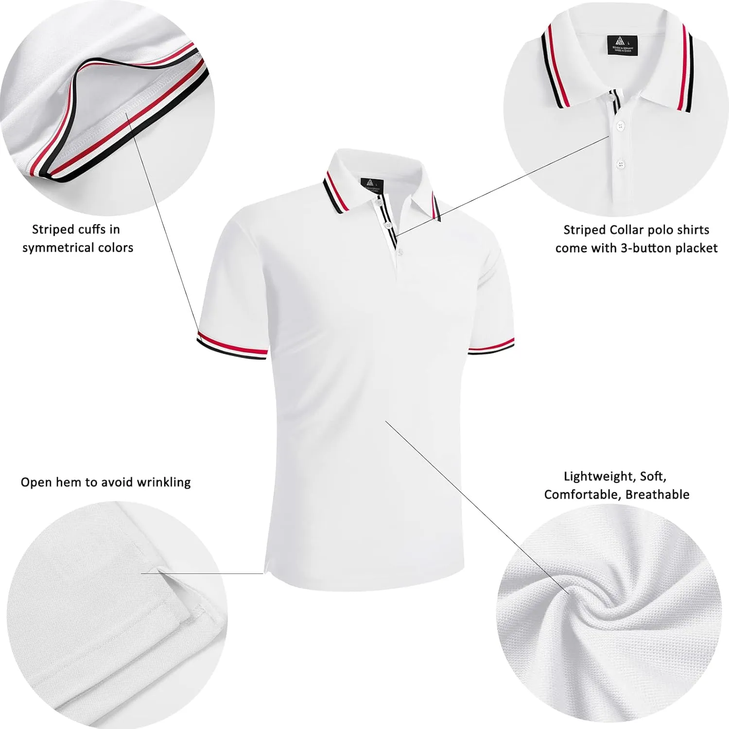 SECOOD Men's Polo Shirt Moisture Wicking Summer Short Sleeve Tennis Golf Shirts Casual Stylish