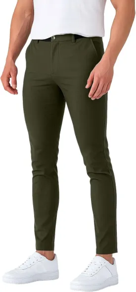 Slim Fit Dress Pants for Men Stretchy Straight Fit Work Pants Mencomfy Tapered Pencil Golf Jogger Pants with Pockets
