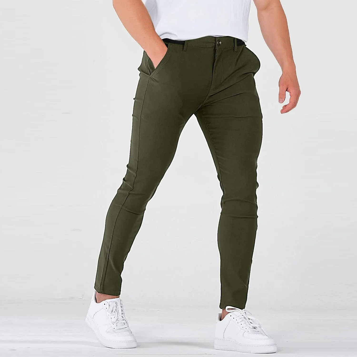 Slim Fit Dress Pants for Men Stretchy Straight Fit Work Pants Mencomfy Tapered Pencil Golf Jogger Pants with Pockets