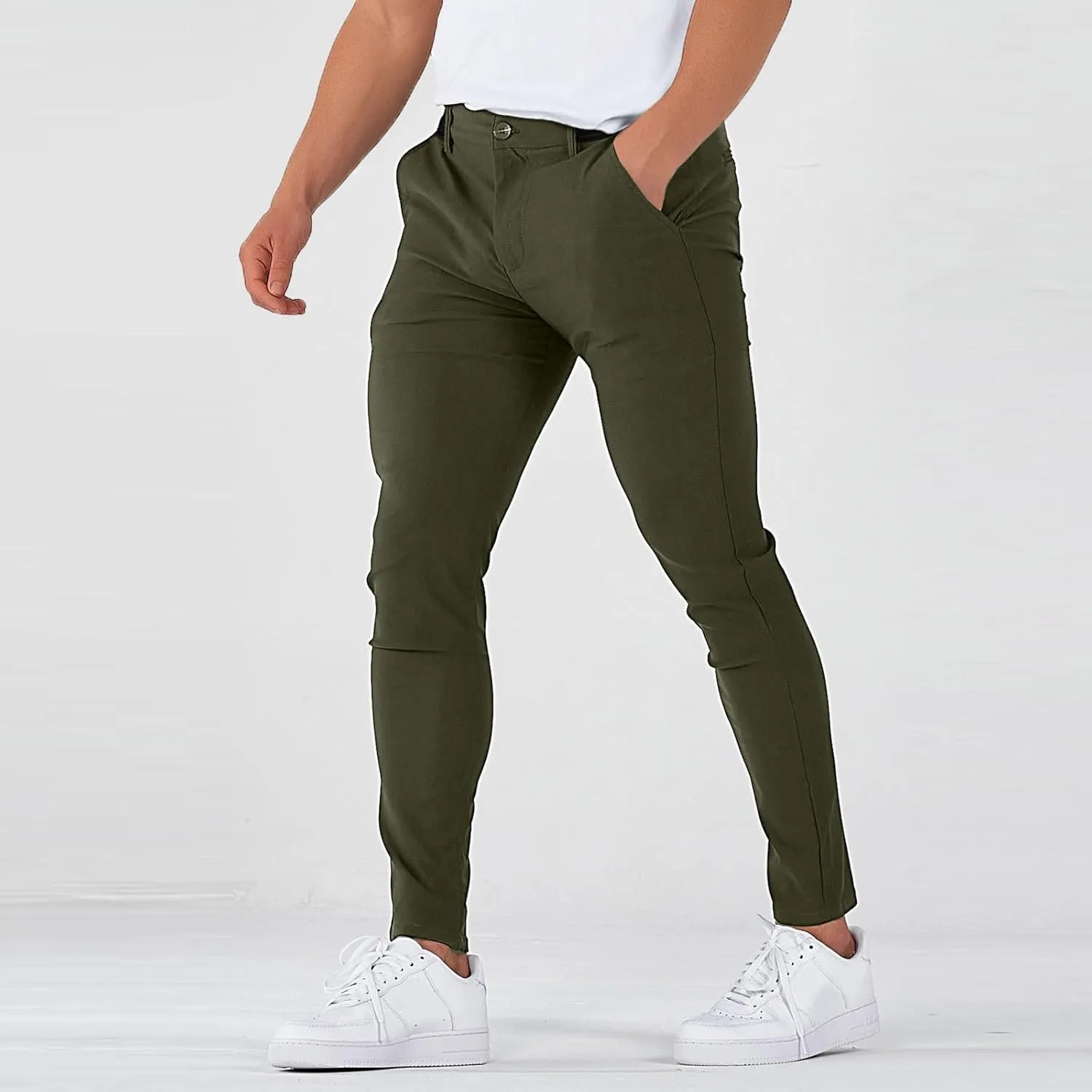 Slim Fit Dress Pants for Men Stretchy Straight Fit Work Pants Mencomfy Tapered Pencil Golf Jogger Pants with Pockets