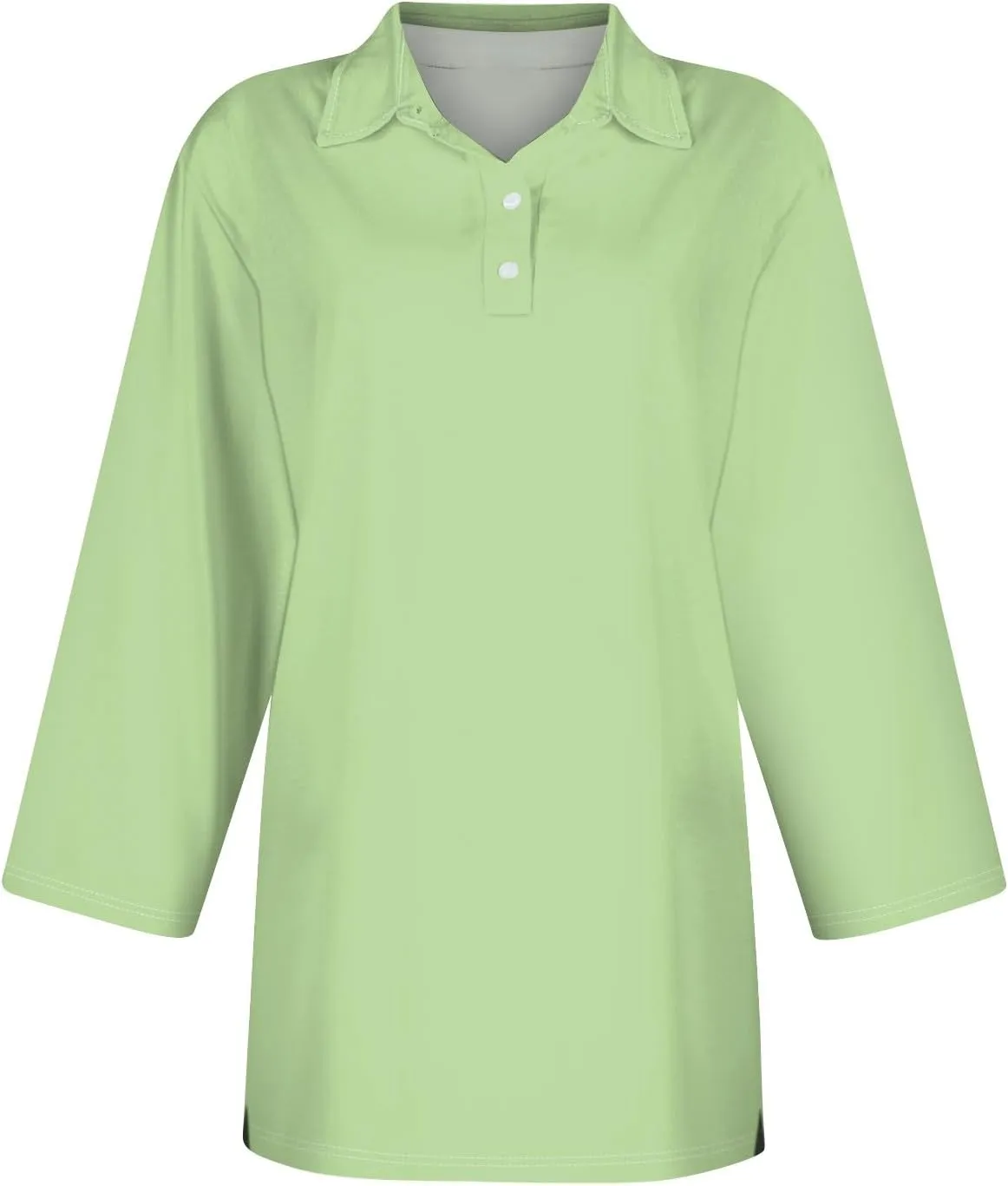 Striped Button Down Shirt Women,3/4 Sleeve Tops V Neck Work Polo Blouses Dressy Casual Collared Elbow Sleeve Tunic