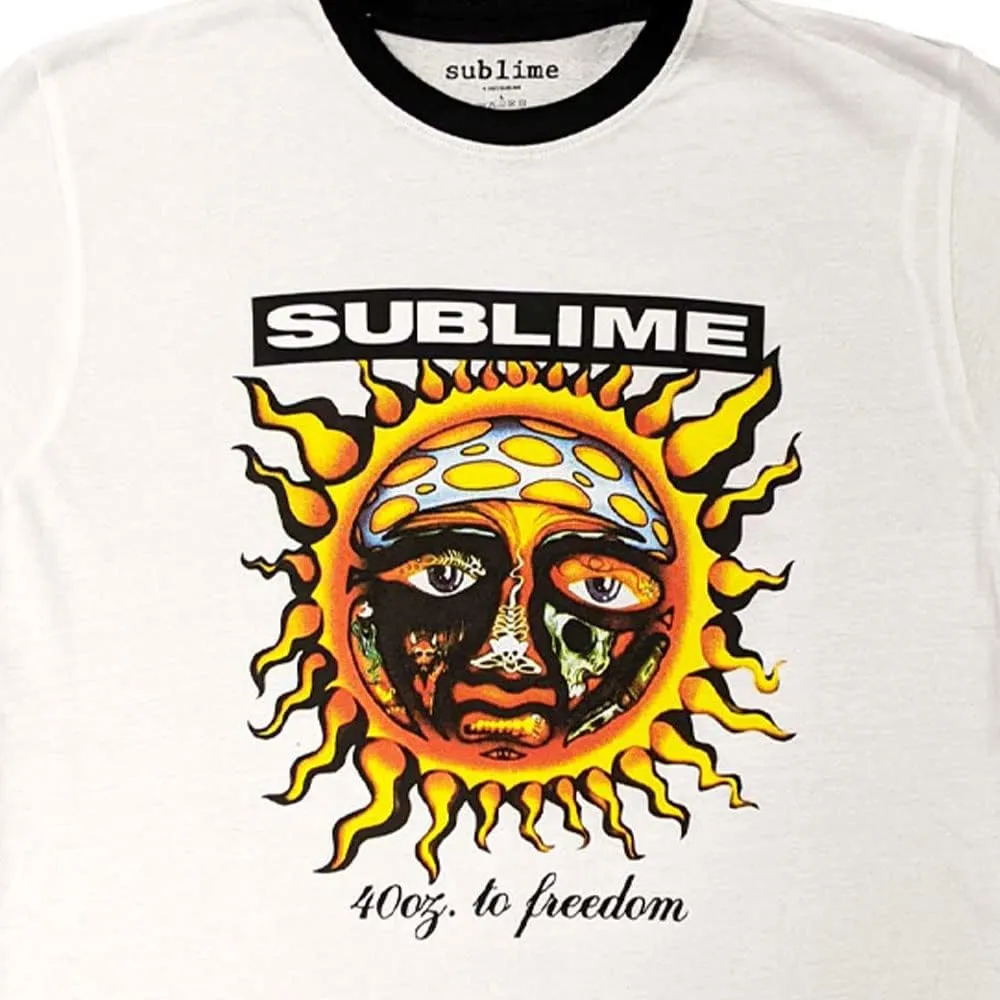 Sublime Ringer T Shirt 40Oz To Freedom Band Logo Official Unisex White