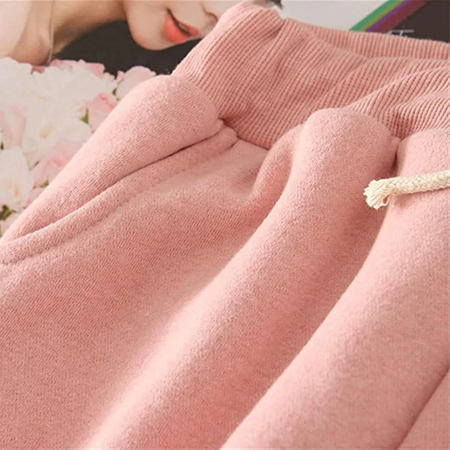 Sweatpants Women Fleece Lined,Winter Warm Joggers High Waist Athletic Jogger Pants Thicken Outdoor Pants with Pocket