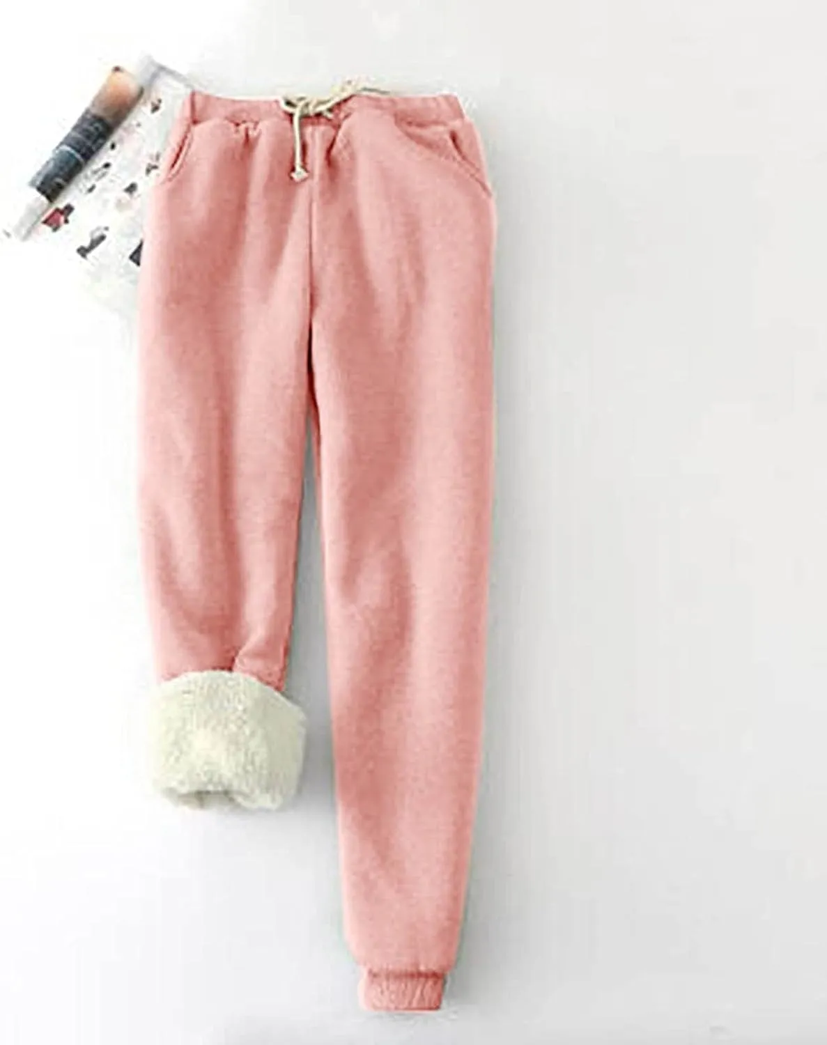 Sweatpants Women Fleece Lined,Winter Warm Joggers High Waist Athletic Jogger Pants Thicken Outdoor Pants with Pocket
