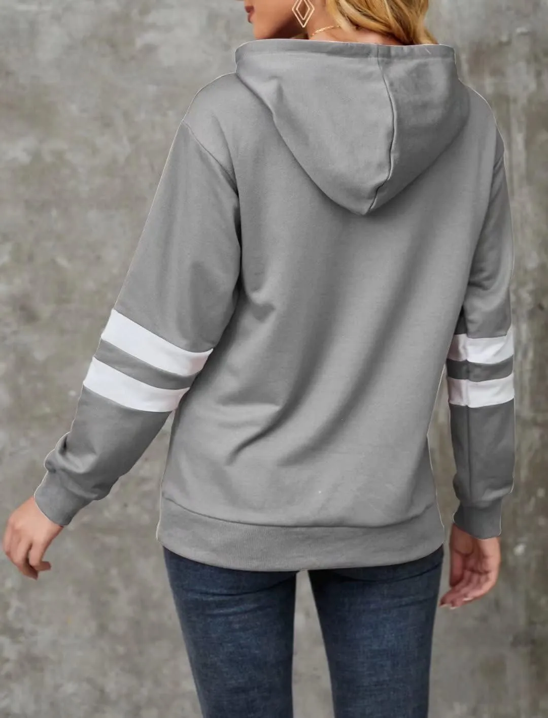 TICTICMIMI Women Sunflower Print Sweatshirts Color Block Long Sleeve Hoodies Lightweight Drawstring Pullover Tops